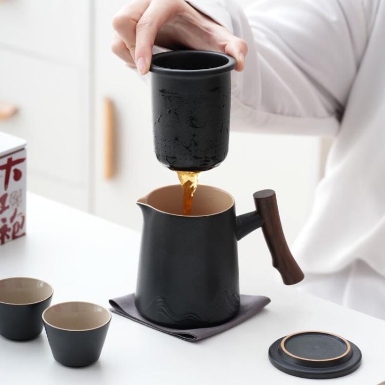 便携式户外露营茶具套装茶水分离泡茶一壶四杯7件套